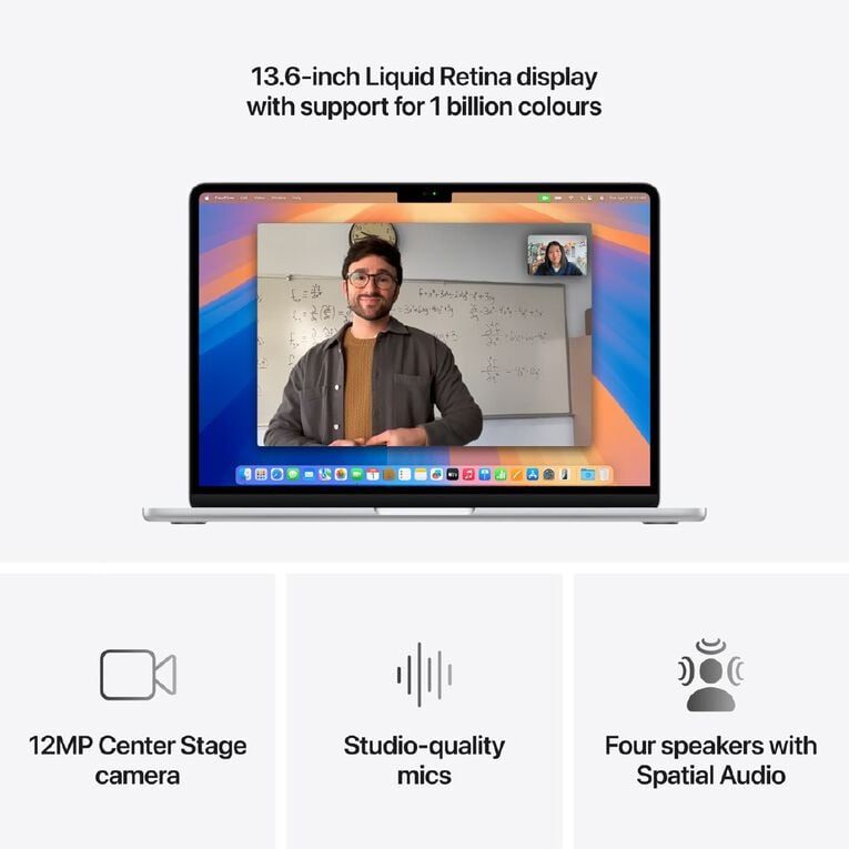 Apple MacBook Air 13-inch with M4 Chip 16GB/256GB 10 Core CPU 8 Core GPU - Silver, , hi-res