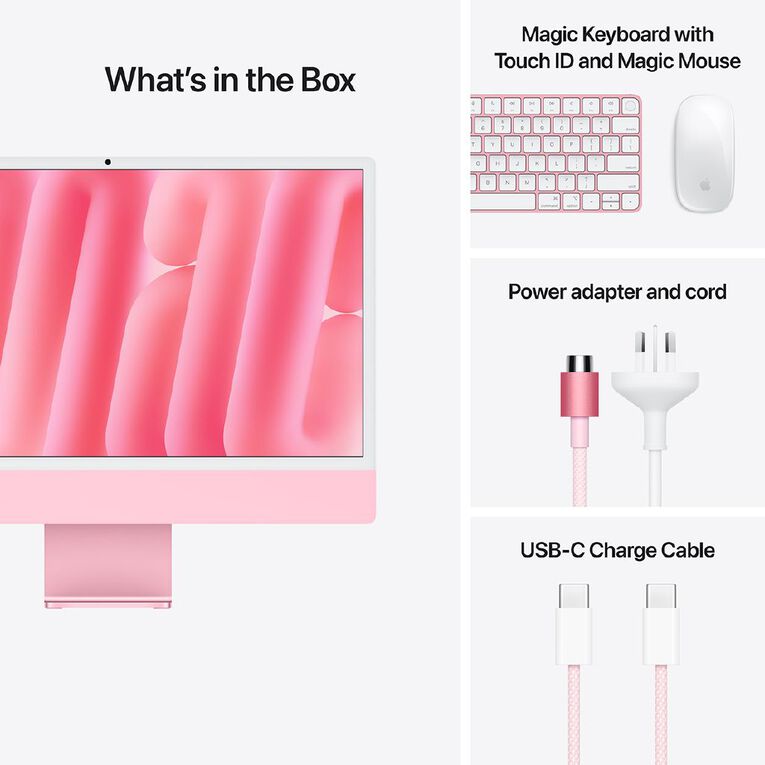 Apple iMac (M4) 24-inch 4.5K Retina 16GB/256GB SSD 10 Core CPU and GPU  - Pink, , hi-res