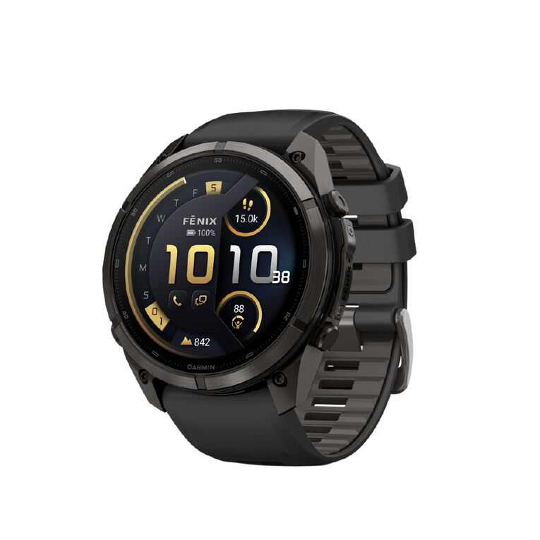 Garmin Fenix 9 Pro 51mm AMOLED inReach - Carbon Grey DLC Titanium With Black/Pebble Grey Silicone Band, , hi-res