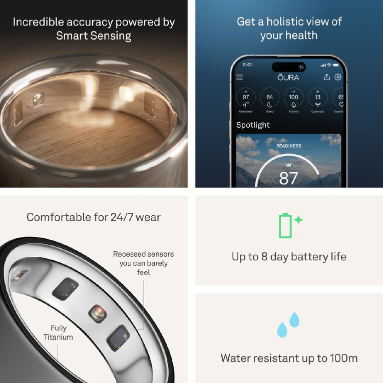 Oura Ring 4 Stealth - Size 8, , hi-res