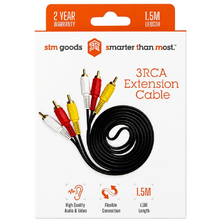 STM 3 RCA (Male) to 3 RCA (Male) Plug - Black, , hi-res