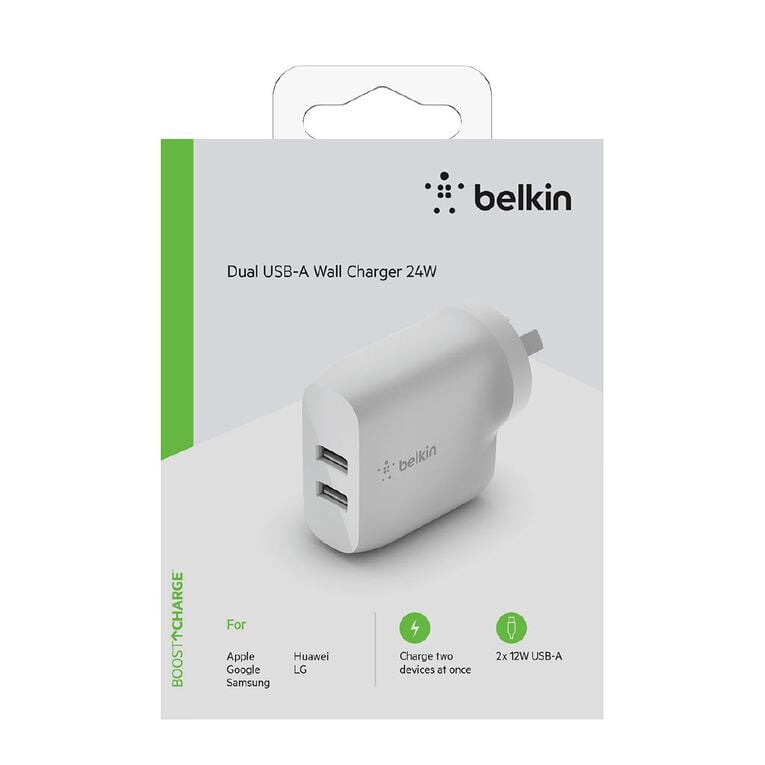 Belkin Dual USB-A Wall Charger 24W, , hi-res