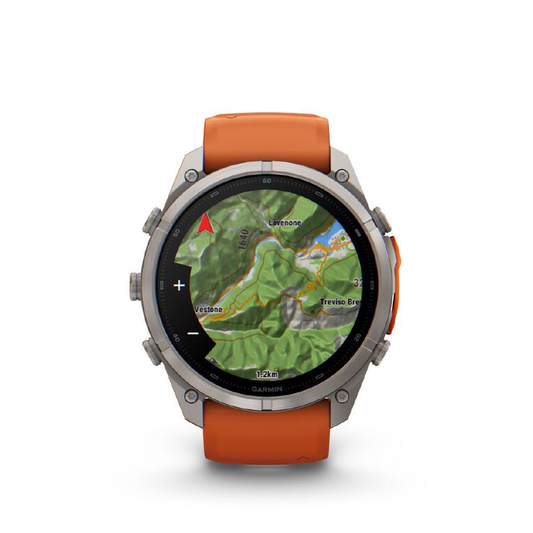 Garmin Fenix 9 Pro 51mm AMOLED - Titanium With Autumn Orange/Spark Orange Silicone Band, , hi-res