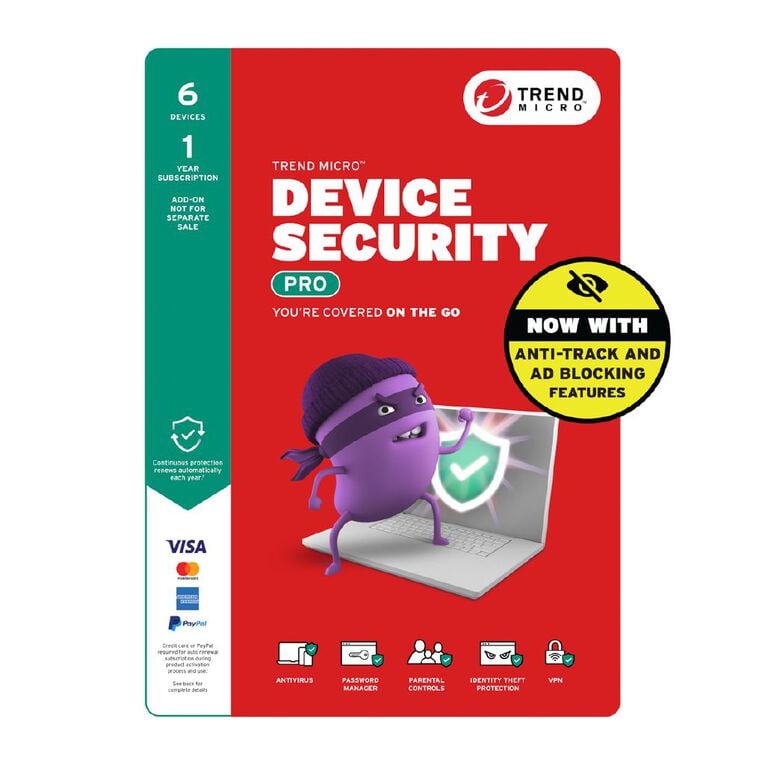 Trend Micro Device Security Pro 6 Device 1 Year Subscription, , hi-res
