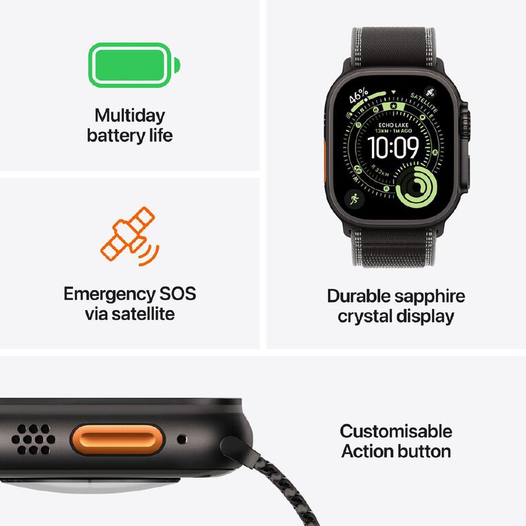 Apple Watch Ultra 3 Cellular 49mm Black Titanium Case with Black Alpine Loop Medium, , hi-res
