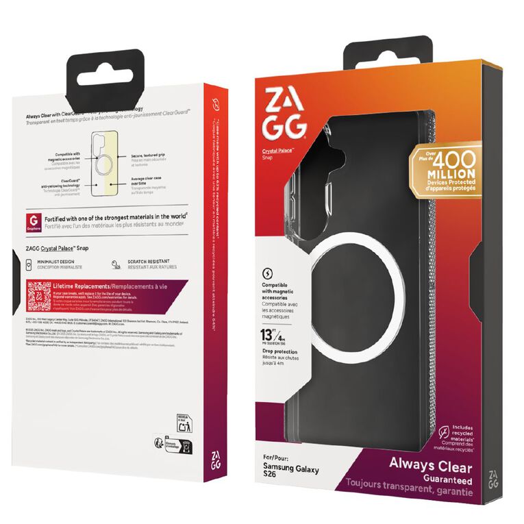 Zagg Crystal Palace Snap Samsung Galaxy S26 Case - Clear, , hi-res