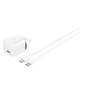 Belkin BoostCharge Single USB-C Wall Charger 25W + USB-C Cable - White