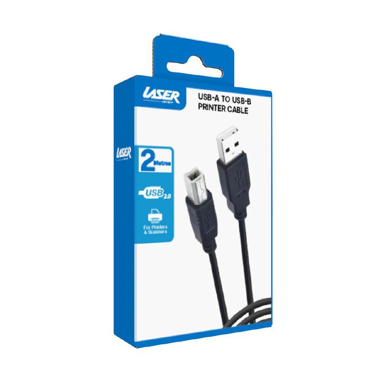 Laser USB-A to USB-B Printer Cable - 2M, , hi-res