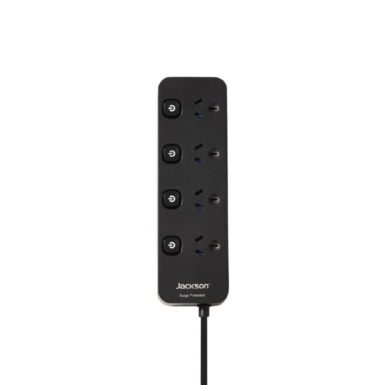 Jackson 4 Outlet Surge Protector with Master Switch - Black, , hi-res