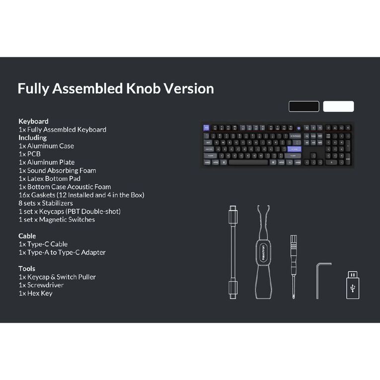 Keychron Q6 HE QMK Wireless Custom Keyboard, Fully Assembled Knob, Gateron Double-Rail Magnetic Nebula Switch - Shell White, , hi-res