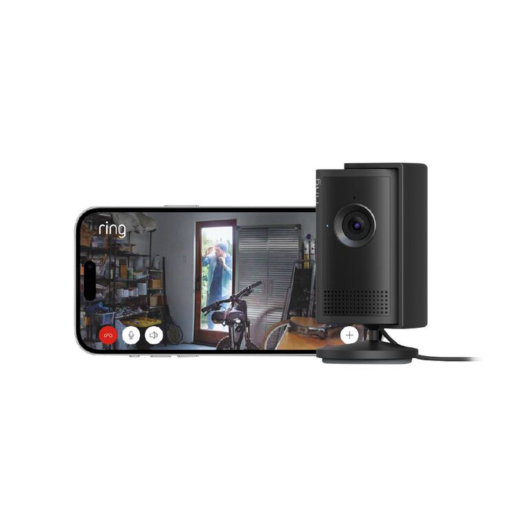 Ring Indoor Camera Plus 2K Security Camera Plug-In Black, , hi-res