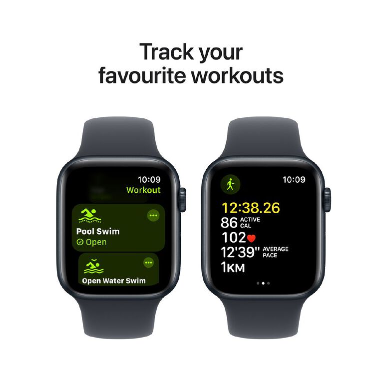 Apple Watch SE GPS 44mm Midnight Aluminium Case with Midnight Sport Band M/L, , hi-res