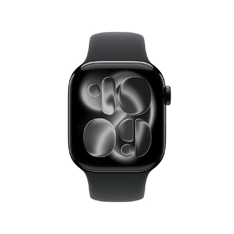 Apple Watch Series 11 GPS 42mm Jet Black Aluminium Case with Black Sport Band S/M, , hi-res