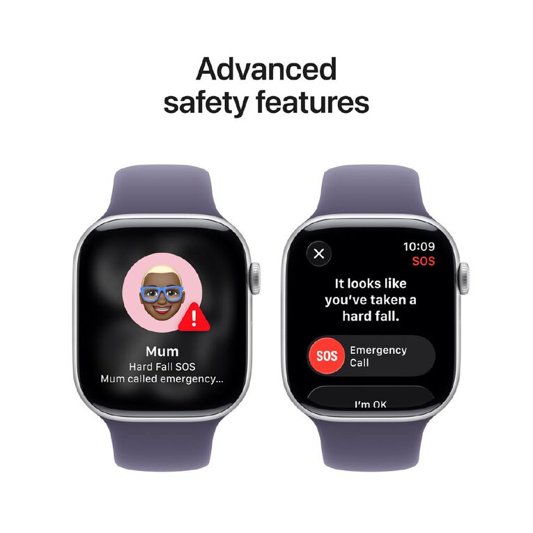 Apple Watch Series 11 GPS 46mm Silver Aluminium Case with Purple Fog Sport Band M/L, , hi-res