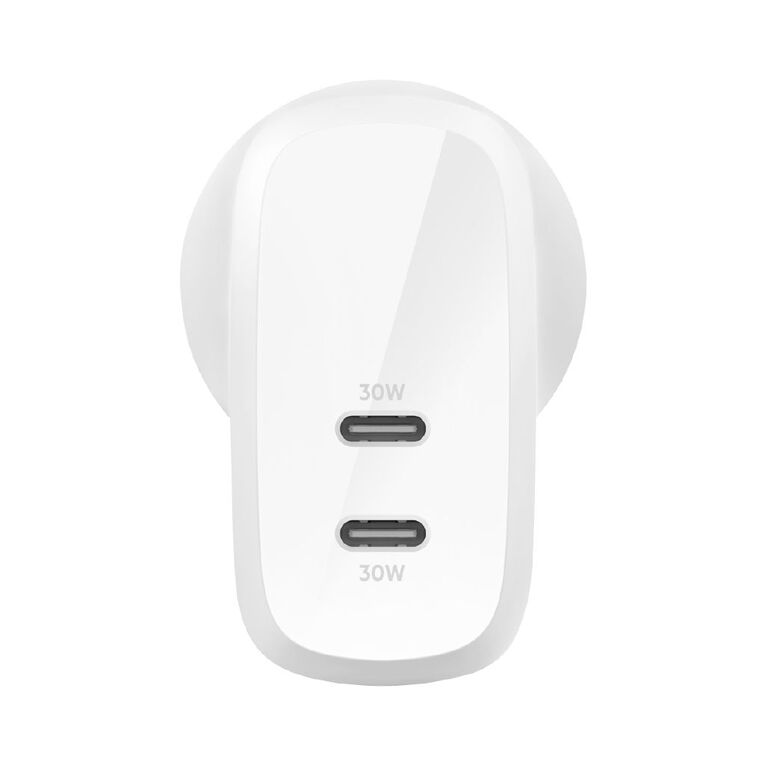 Belkin BoostCharge Pro 60W Dual USB-C Wall Charger with PPS - White, , hi-res