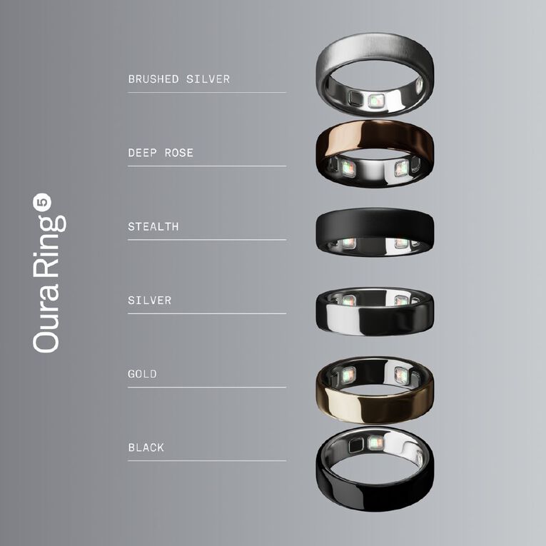 Oura Ring 5 Brushed Silver - Size 10, , hi-res