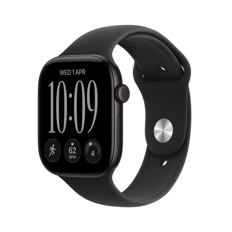 Apple Watch Series 12 GPS 46mm Black Aluminium Case with Black Sport Band M/L, , hi-res