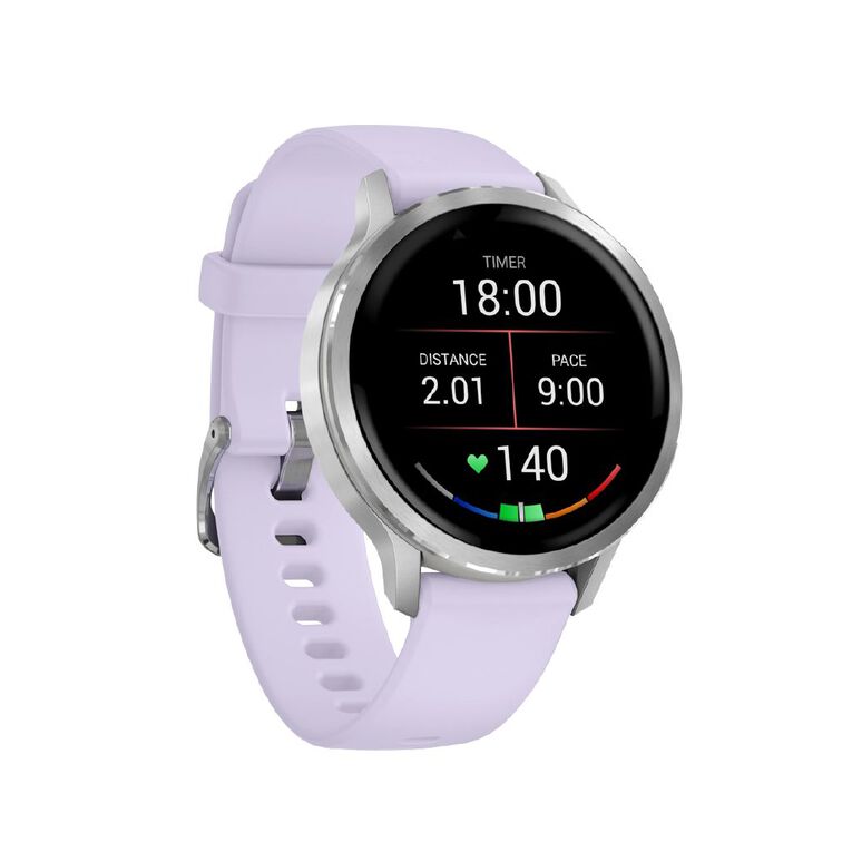 Garmin Venu 4 41mm Smartwatch Silver Periwinkle Silicone Band, , hi-res