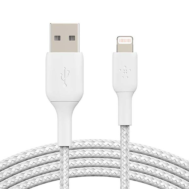 Belkin Braided Lightning Cable 2m White Noel Leeming