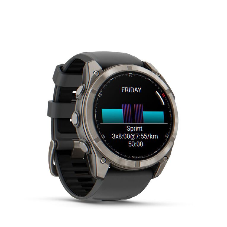 Garmin Fenix 8 Pro, 51mm, AMOLED, Sapphire, Titanium With Graphite/Black Silicone Band, , hi-res