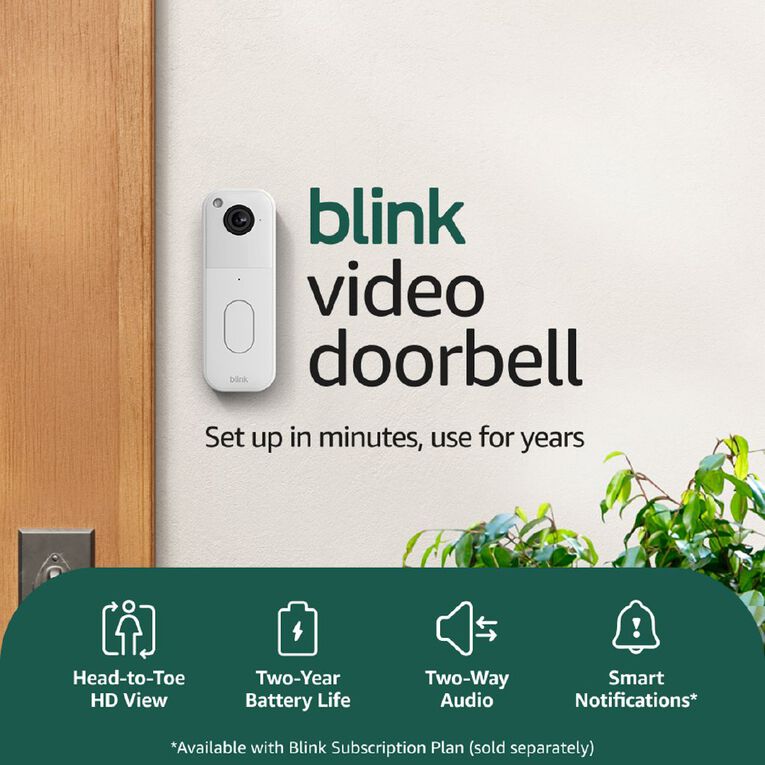 Blink Video Doorbell With Sync Module - White, , hi-res