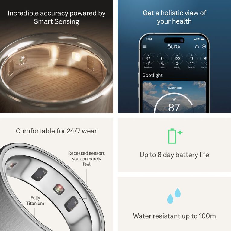 Oura Ring 4 Brushed Silver - Size 10, , hi-res