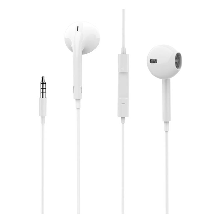Endeavour Wired Earphones with Volume Control & Mic - White, , hi-res