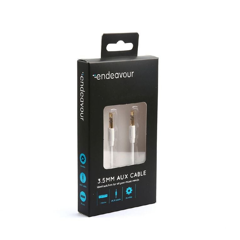 Endeavour 3.5mm AUX Cable White - 1m, , hi-res