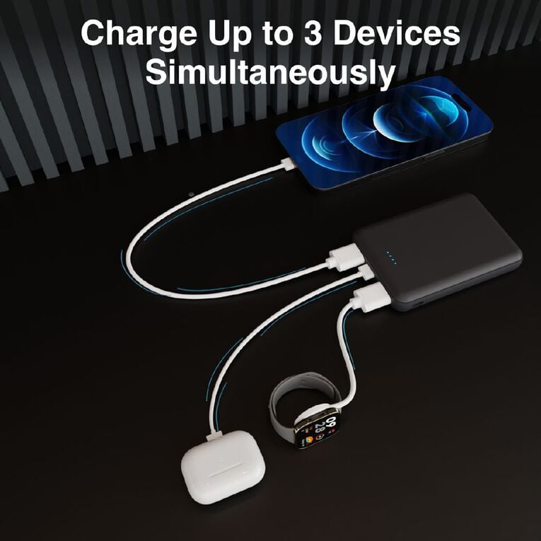 Laser 5000mAh Power Bank with Battery Indicator - Charcoal, , hi-res