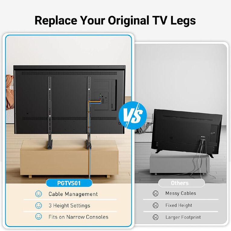 Perlesmith Universal TV Stand Mount for 22-70 Inch TVs, , hi-res