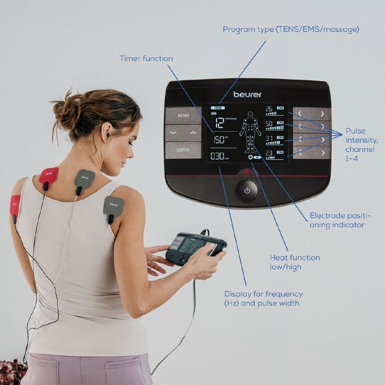 Beurer EM89 Digital TENS/EMS device with Heat Function (x 8 electrodes), , hi-res