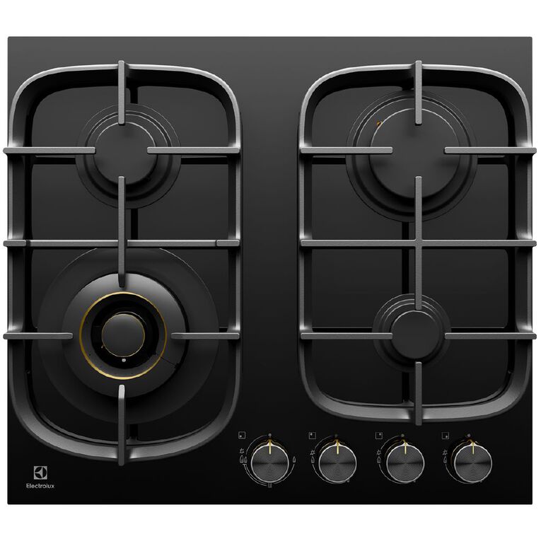 Electrolux 60cm 4Burner Gas Cooktop Black Glass Noel Leeming
