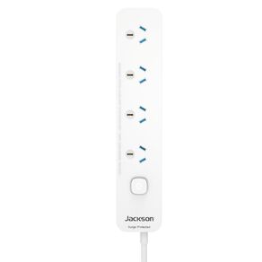 Jackson 4 Outlet Surge Protector with Master Switch - White