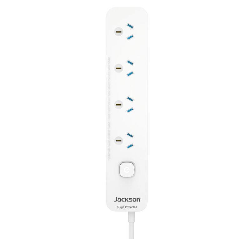 Jackson 4 Outlet Surge Protector with Master Switch - White, , hi-res