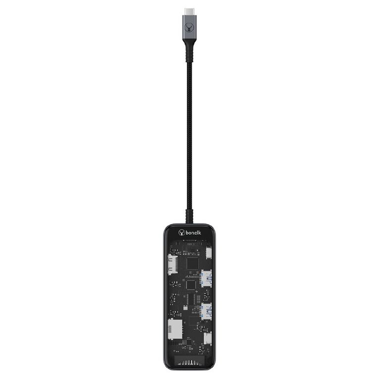 Bonelk Vision Long-Life USB-C to 8-in-1 Multiport Hub - Space Grey/Clear, , hi-res