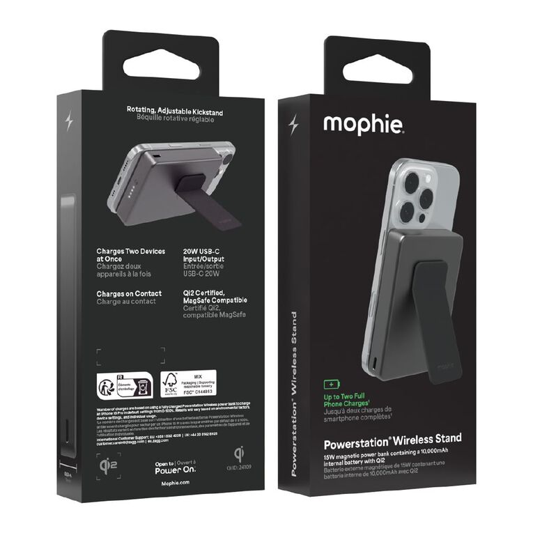 Mophie Qi2 PowerStation Wireless 10K Slim 15W Power Bank with Stand, , hi-res
