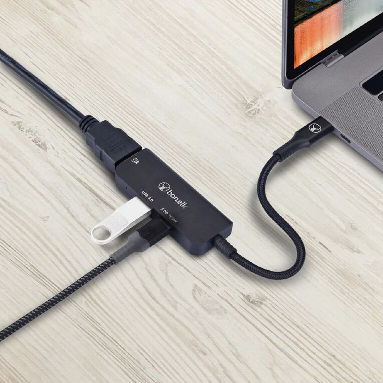 Bonelk Long-Life 3in1 Multiport Hub - Black, , hi-res