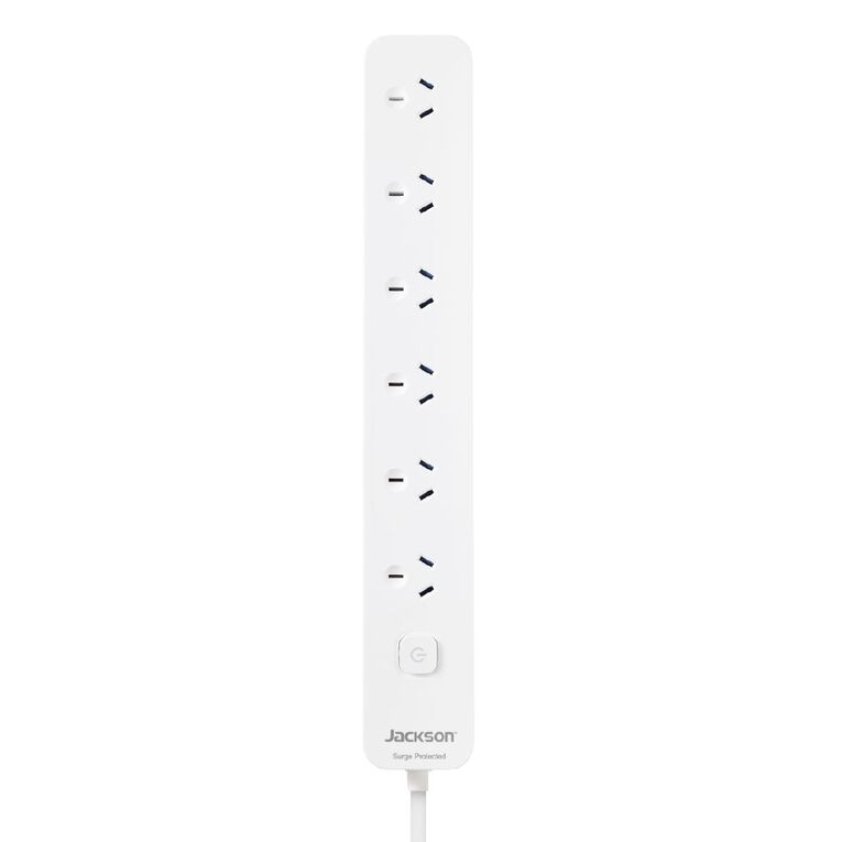 Jackson 6 Outlet Surge Protector with Master Switch - White, , hi-res