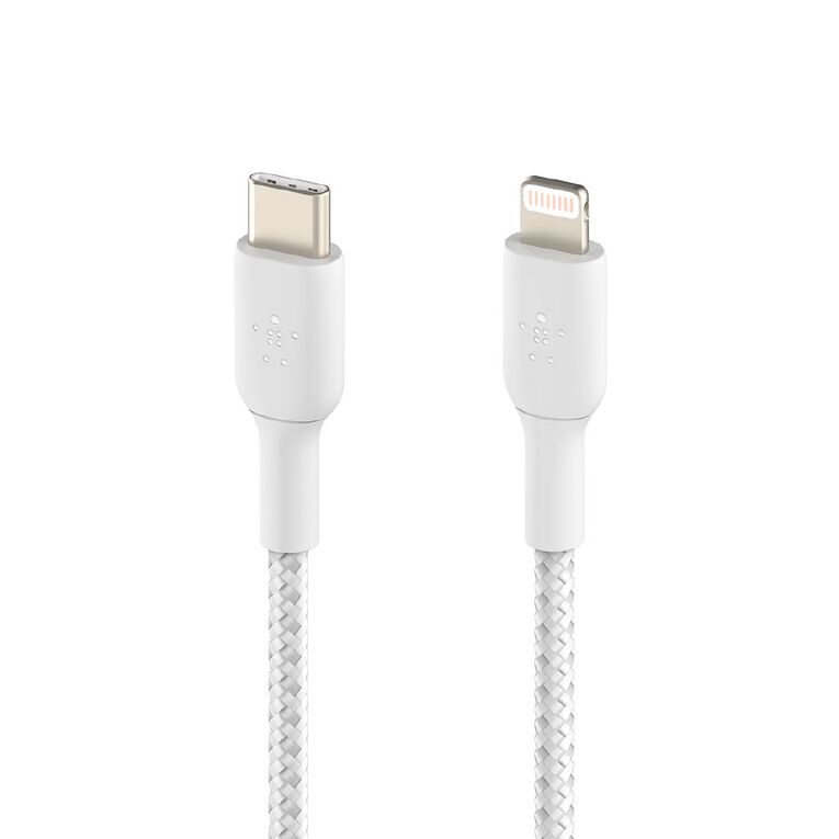 Belkin BoostUp Charge USB-C To Lightning Braided Cable 1m - White, , hi-res