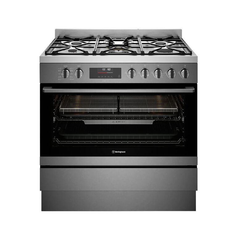 Westinghouse 90cm Dual Freestanding Oven with 5 Burner Gas Cooktop