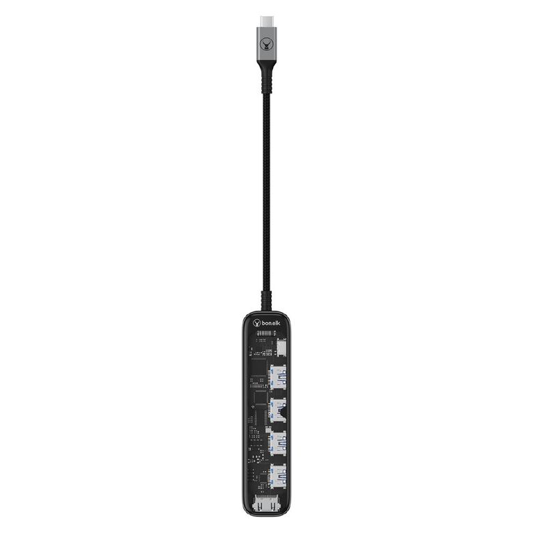 Bonelk Vision Long-Life USB-C to 6-in-1 Multiport Hub - Space Grey/Clear, , hi-res