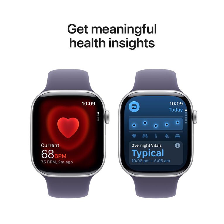 Apple Watch Series 11 GPS 46mm Silver Aluminium Case with Purple Fog Sport Band M/L, , hi-res