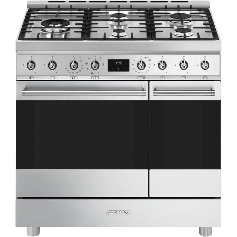 Smeg 90cm Freestanding Oven with Gas Cooktop - Stainless Steel, , hi-res