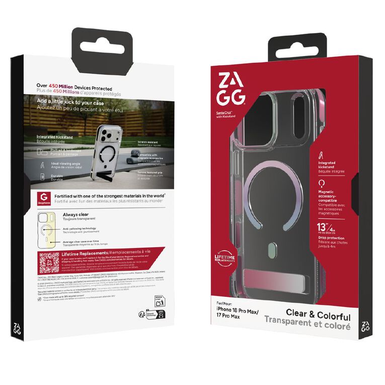 Zagg Santa Cruz Snap Kickstand Metallic Case for iPhone 18 Pro Max / 17 Pro Max - Opalescent, , hi-res