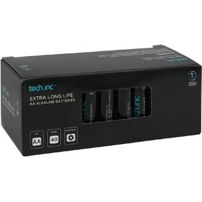 Tech.Inc AA Size Alkaline Battery 40 Pack