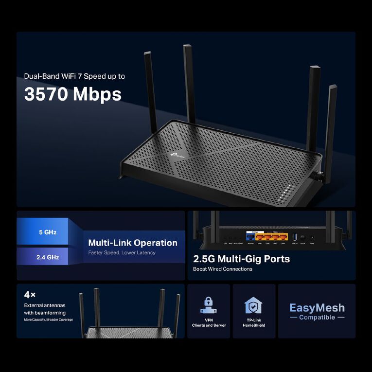 TP-Link Archer BE230 | BE3600 Dual Band Wi-Fi 7 Router, , hi-res