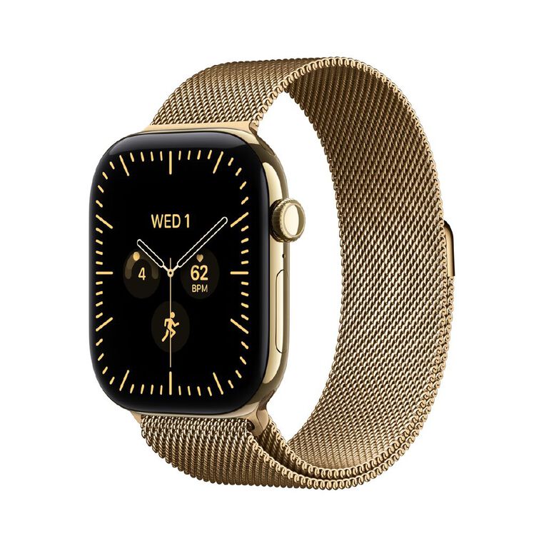 Apple Watch Series 12 Cellular 46mm Radiant Gold Titanium Case with Radiant Gold Milanese Loop M/L, , hi-res