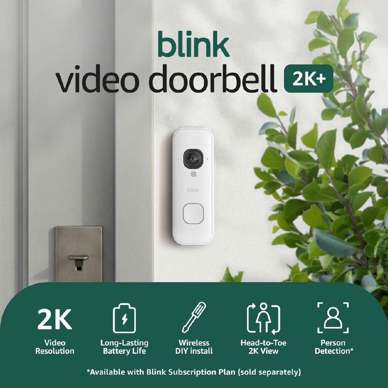 Blink Video Doorbell 2K+ Add On White, , hi-res