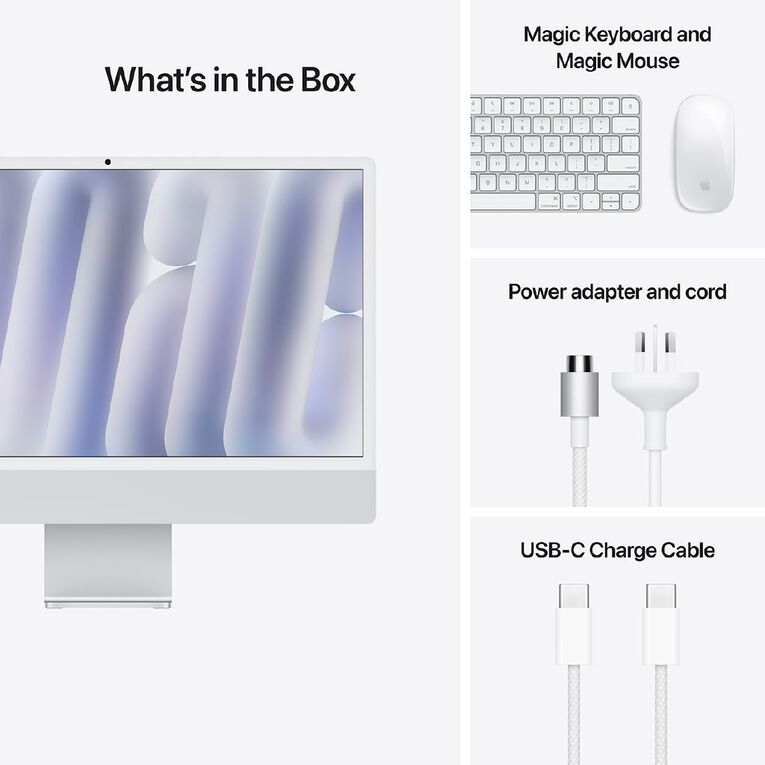Apple iMac (M4) 24-inch 4.5K Retina 16GB/256GB SSD 8 Core CPU and GPU  - Silver, , hi-res