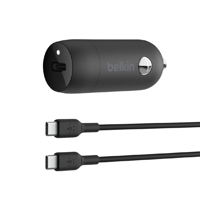 Belkin BoostCharge 30W USB-C PD Car Charger + USB-C to USB-C Cable - Black, , hi-res